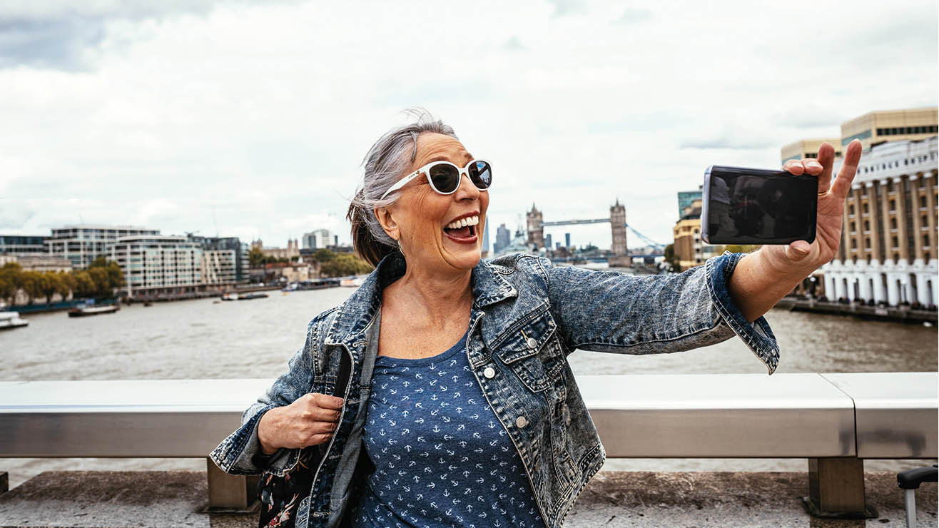 Person taking selfie